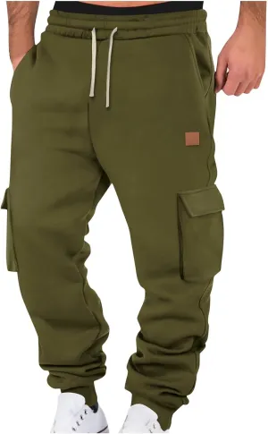 Men's Cargo Jogger Pants Elastic Waist Drawstring Relaxed Comfortable Stylish Sweatpants Side Pockets Casual Everyday