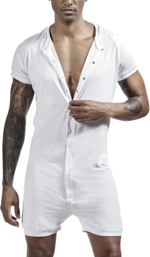 Mens Sleepwear Oneise Short Sleeve Jumpsuit Pajamas Stretchy Cotton One Piece Romper Underwear M-2XL