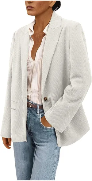 Women Dressy Long Sleeve Blazer  Business Jacket Single-Button Closure Front Work Office Jacket with Pockets 2025
